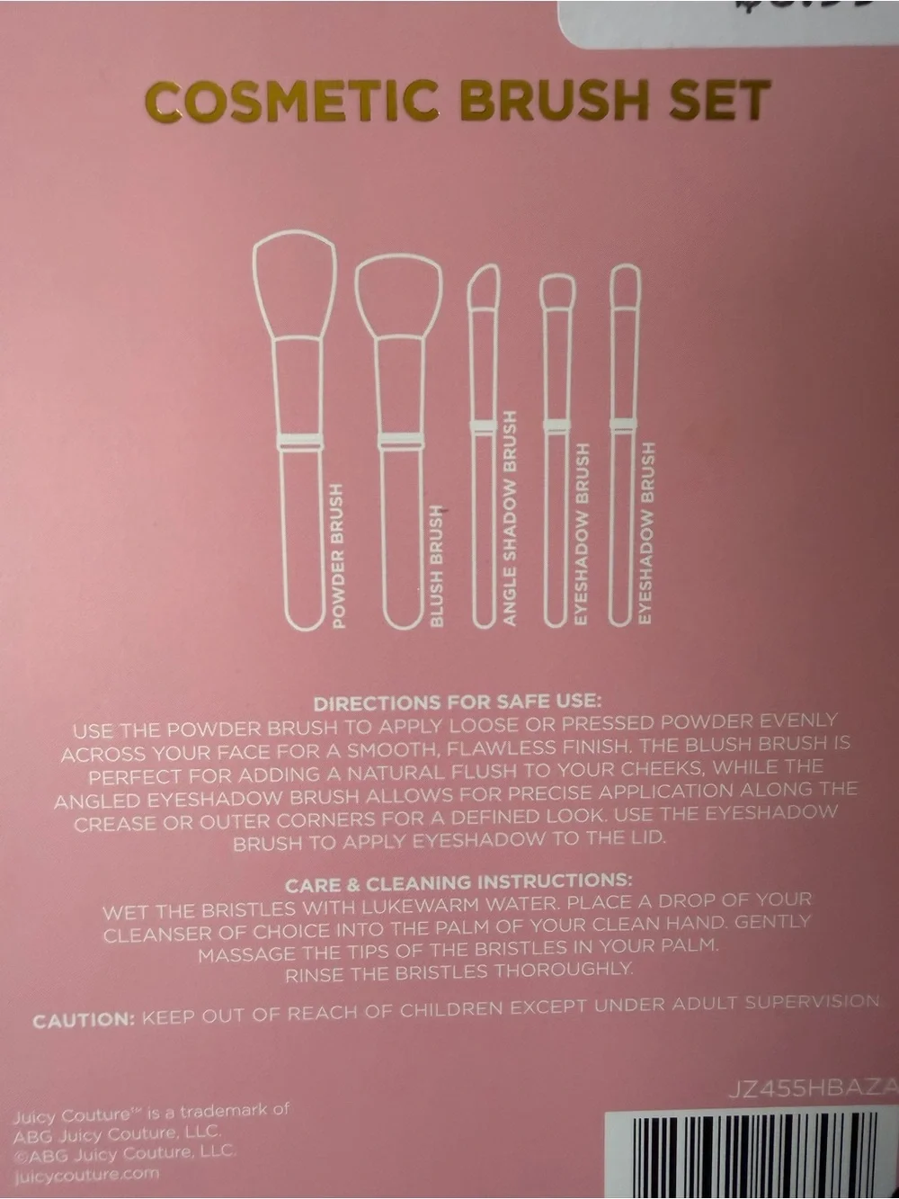 Juicy Couture Pink & Gold 5-Pack Cosmetic Brush Set.NWT